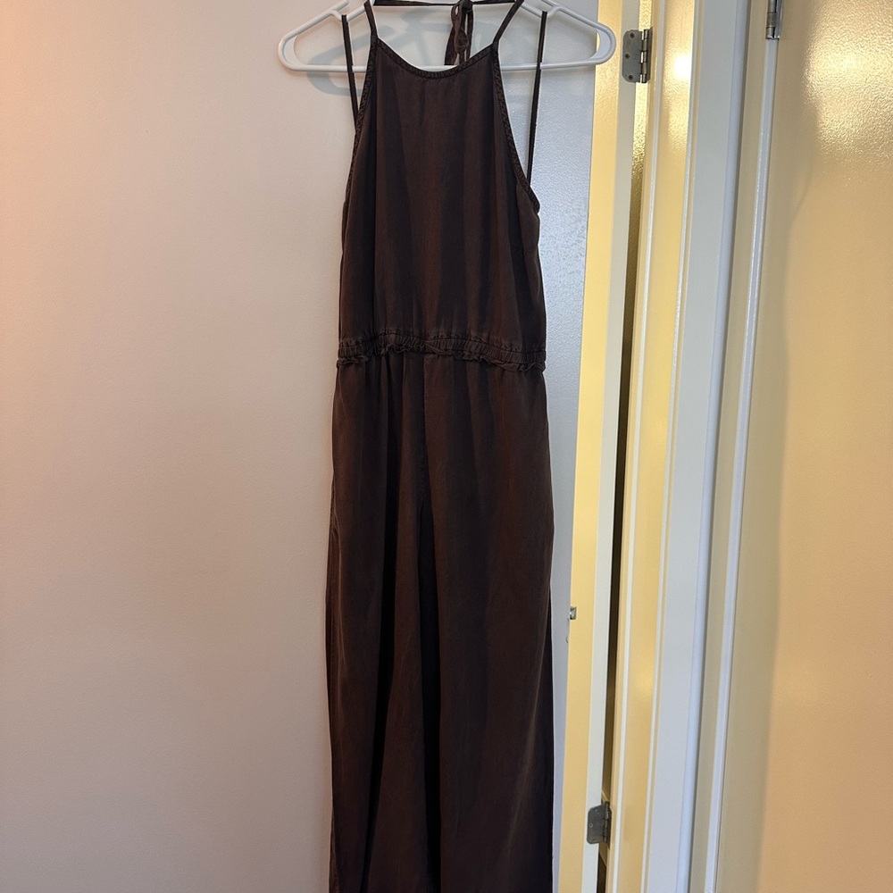 Anthropologie Gray Halter Jumpsuit